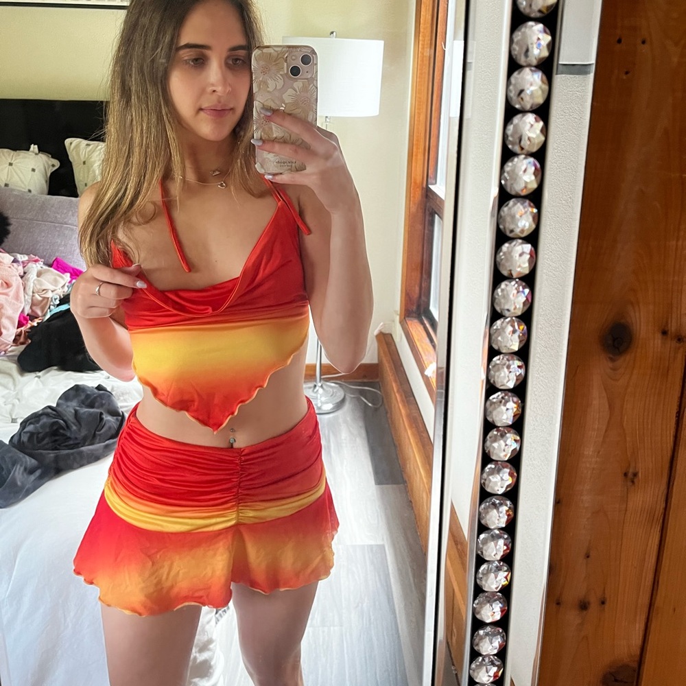 I.AM.GIA Red/Orange/Yellow Ombré Two Piece Set Size XS